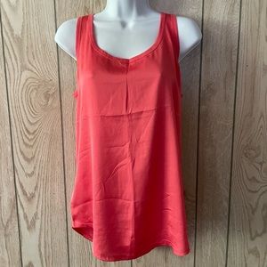 Loft, Mixed Media Razorback Tank, Coral, Women’s M
